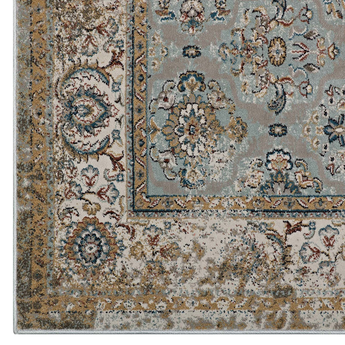 Hisa Distressed Vintage Floral Lattice Area Rug