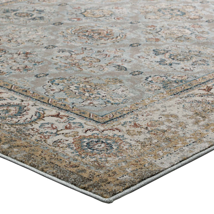 Hisa Distressed Vintage Floral Lattice Area Rug