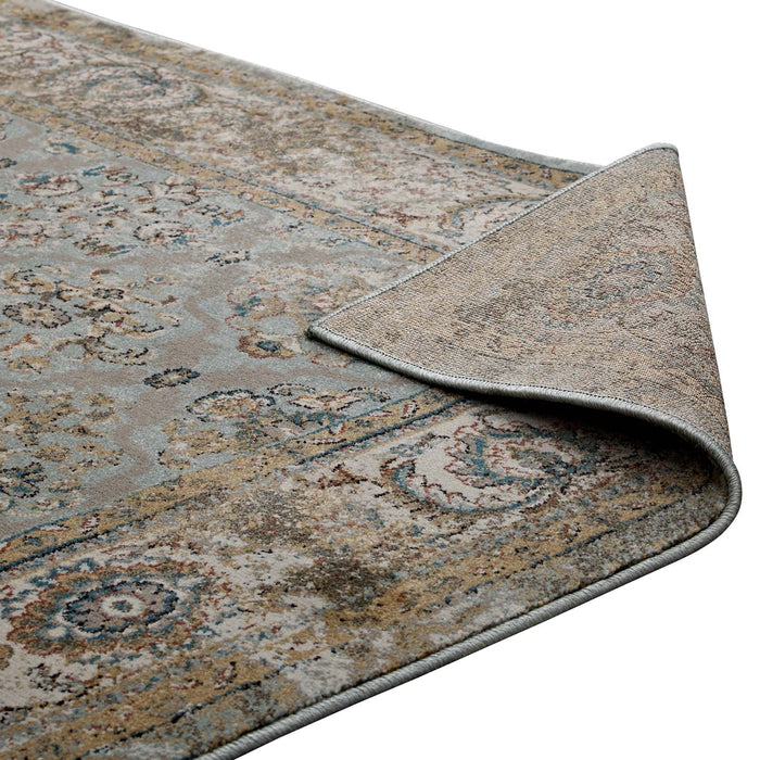 Hisa Distressed Vintage Floral Lattice Area Rug