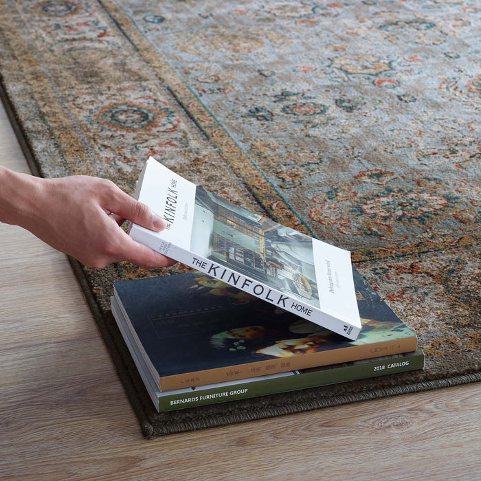 Hisa Distressed Vintage Floral Lattice Area Rug