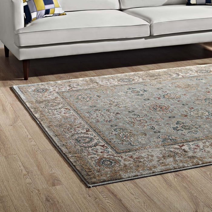 Hisa Distressed Vintage Floral Lattice Area Rug