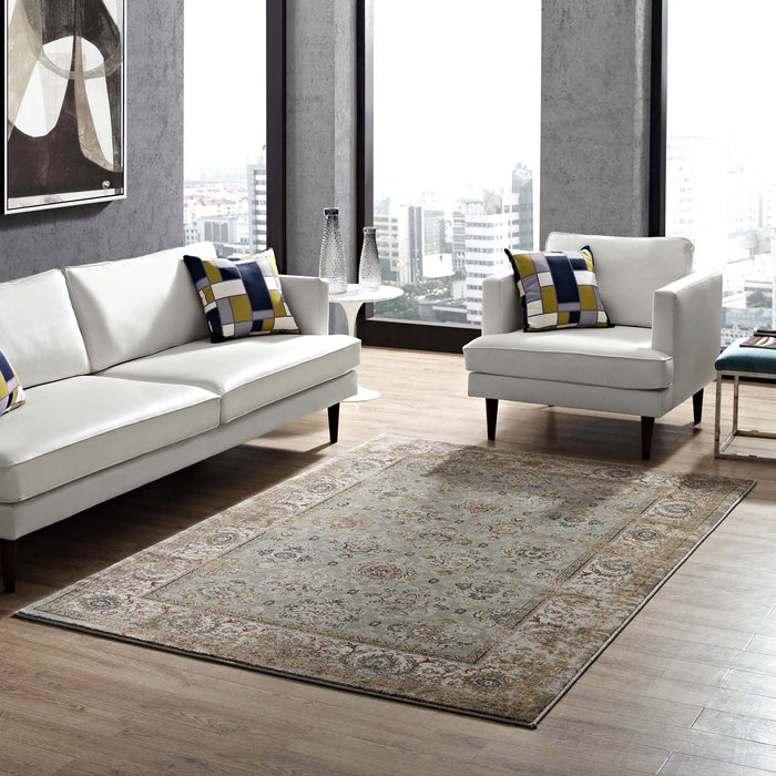 Hisa Distressed Vintage Floral Lattice Area Rug