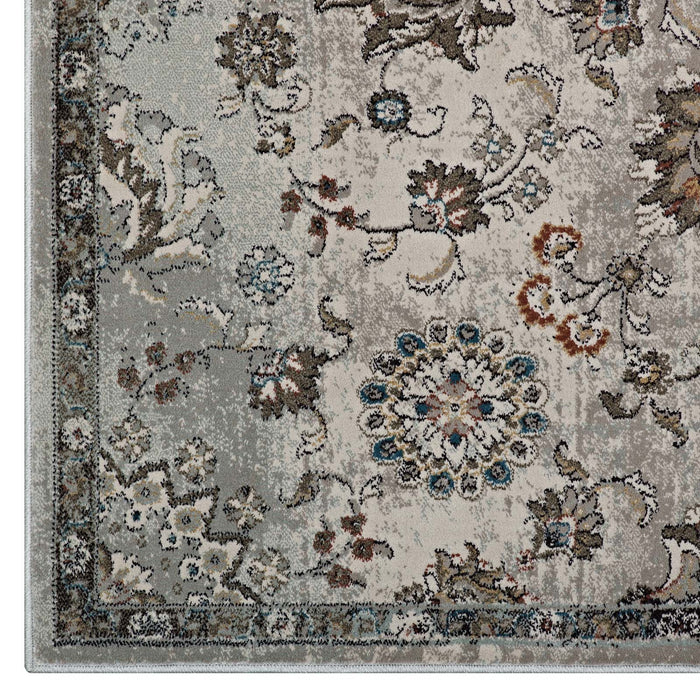 Hana Distressed Vintage FloralLattice Area Rug