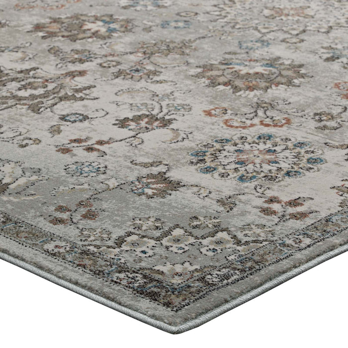 Hana Distressed Vintage FloralLattice Area Rug