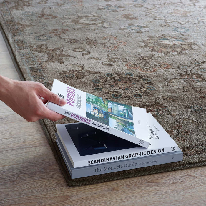 Hana Distressed Vintage FloralLattice Area Rug