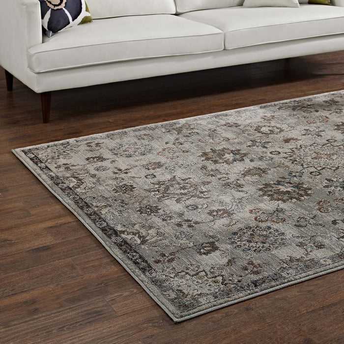 Hana Distressed Vintage FloralLattice Area Rug
