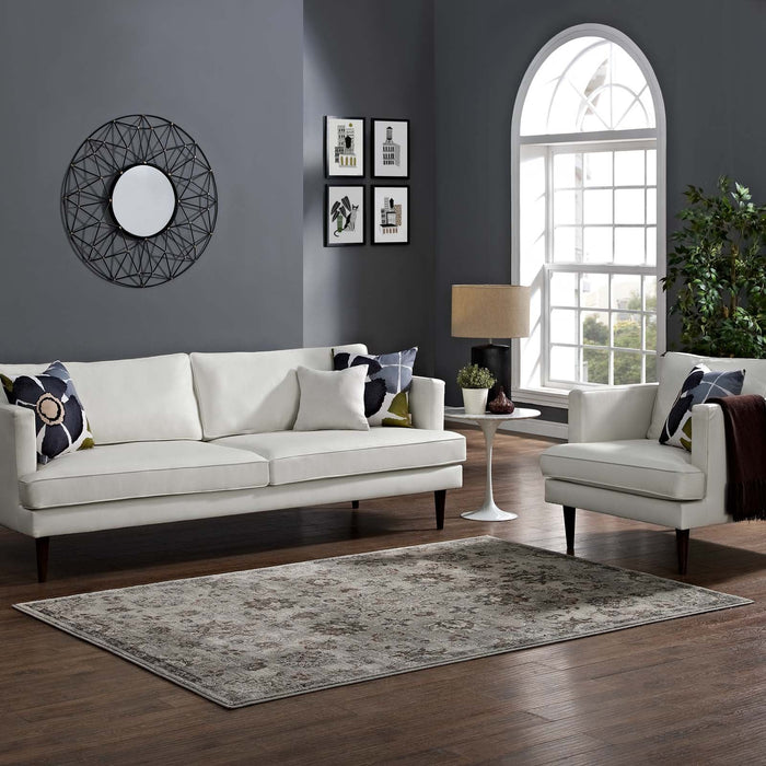 Hana Distressed Vintage FloralLattice Area Rug