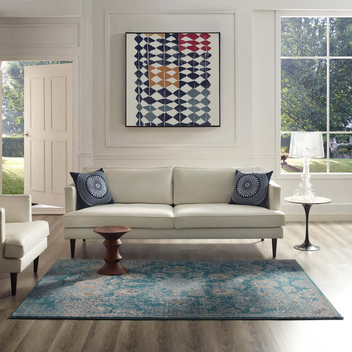 Cynara Distressed Floral Vintage Medallion Area Rug