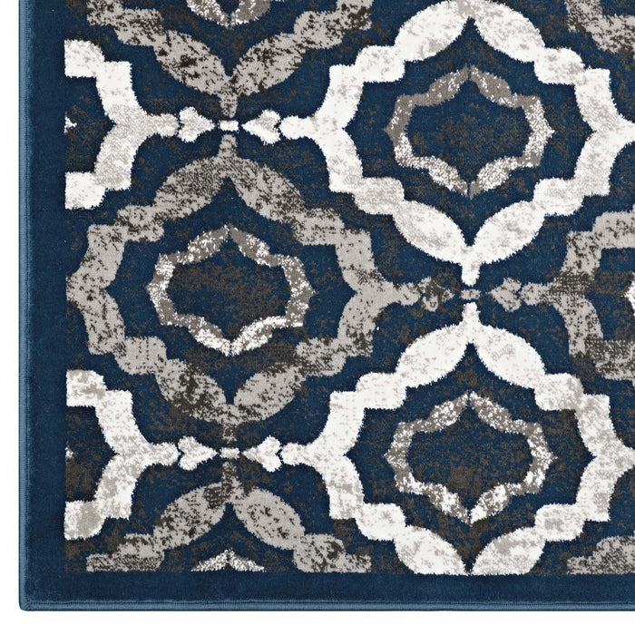 Modway Kalinda Rustic Vintage Moroccan Trellis Area Rug in Blue - Side View