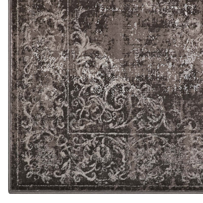 Modway Gamela Rustic Vintage Ornate Floral Medallion Area Rug in Blue - Detail View