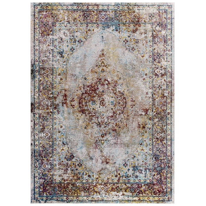 Modway Success Merritt Transitional Distressed Floral Vintage Medallion Area Rug - View 19
