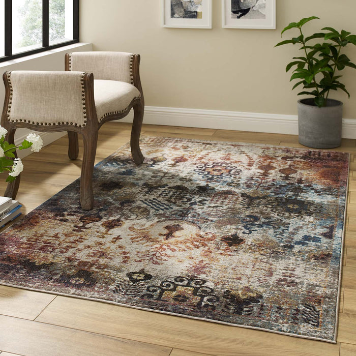 Modway Success Tahira Transitional Distressed Vintage Floral Moroccan Trellis Area Rug - View 10