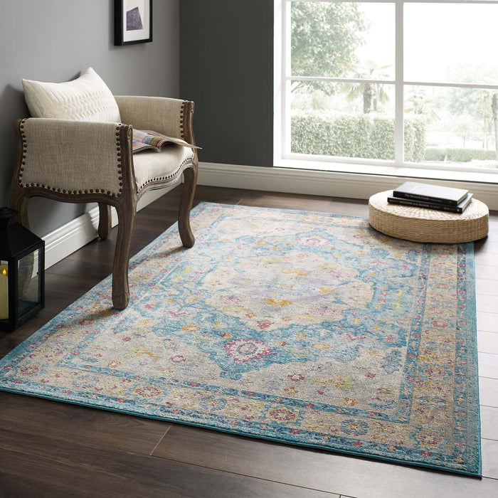 Modway Success Anisah Distressed Floral Vintage Medallion Area Rug - Installation View