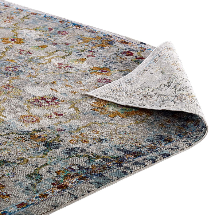 Modway Success Manuka Distressed Vintage Floral Lattice Area Rug - Lifestyle View