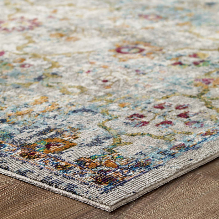 Modway Success Manuka Distressed Vintage Floral Lattice Area Rug - Dimensions