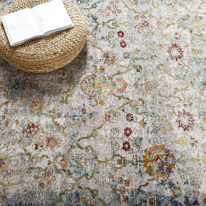 Modway Success Manuka Distressed Vintage Floral Lattice Area Rug - Installation View