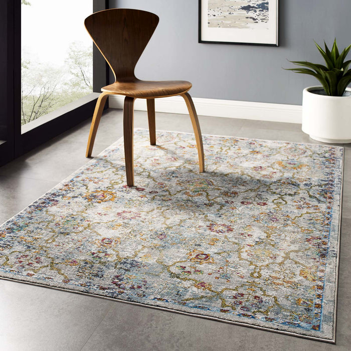 Modway Success Manuka Distressed Vintage Floral Lattice Area Rug - View 9