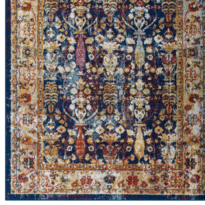 Modway Entourage Jessa Distressed Vintage Floral Lattice Area Rug - Lifestyle View