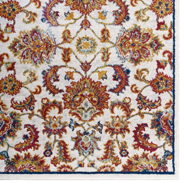 Modway Entourage Azami Distressed Vintage Floral Lattice Area Rug - Lifestyle View