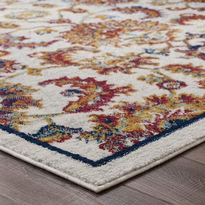Modway Entourage Azami Distressed Vintage Floral Lattice Area Rug - Close-Up