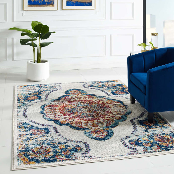 Modway Entourage Malia Distressed Vintage Floral Vintage Medallion Area Rug - Installation View