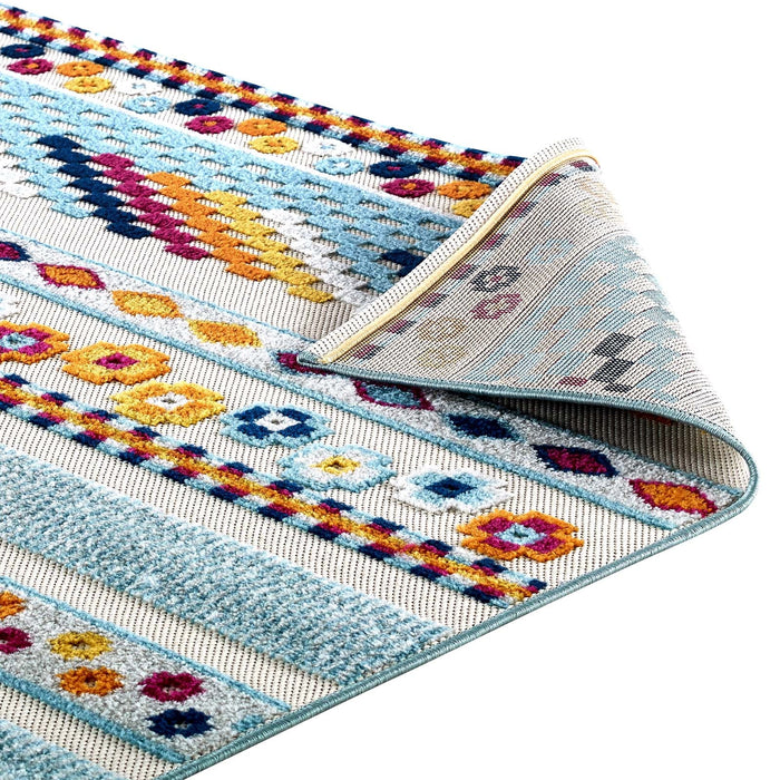Modway Reflect Cadhla Vintage Abstract Geometric Lattice Indoor and Outdoor Area Rug - Lifestyle View