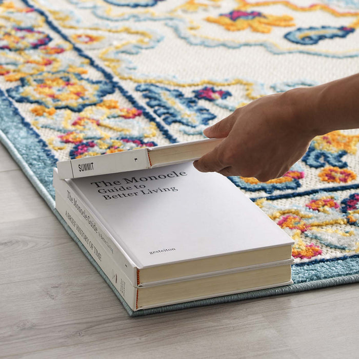 Modway Reflect Ansel Distressed Floral Vintage Medallion Indoor and Outdoor Area Rug - Dimensions