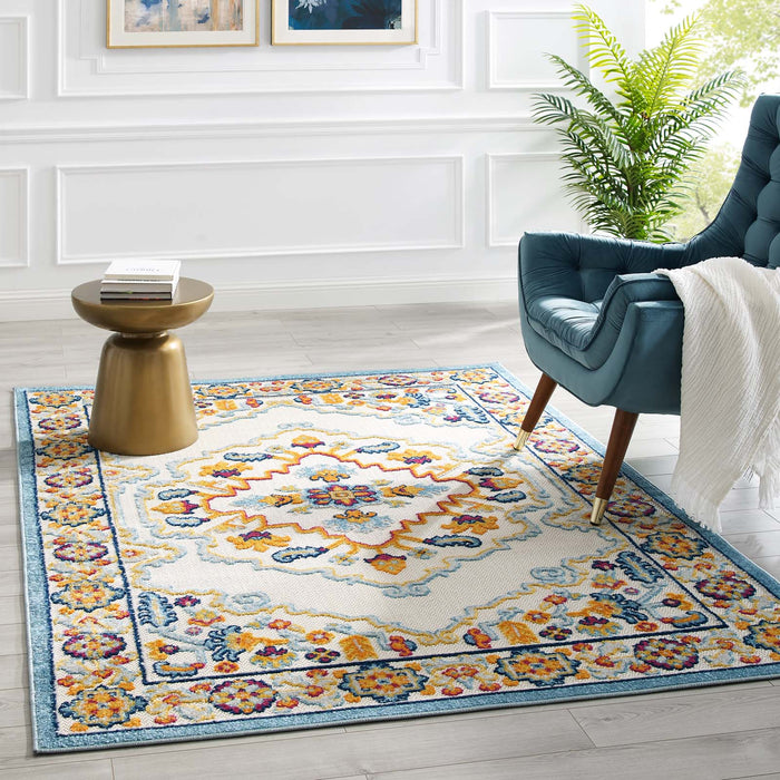 Modway Reflect Ansel Distressed Floral Vintage Medallion Indoor and Outdoor Area Rug - View 10