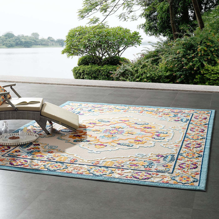 Modway Reflect Ansel Distressed Floral Vintage Medallion Indoor and Outdoor Area Rug - View 18