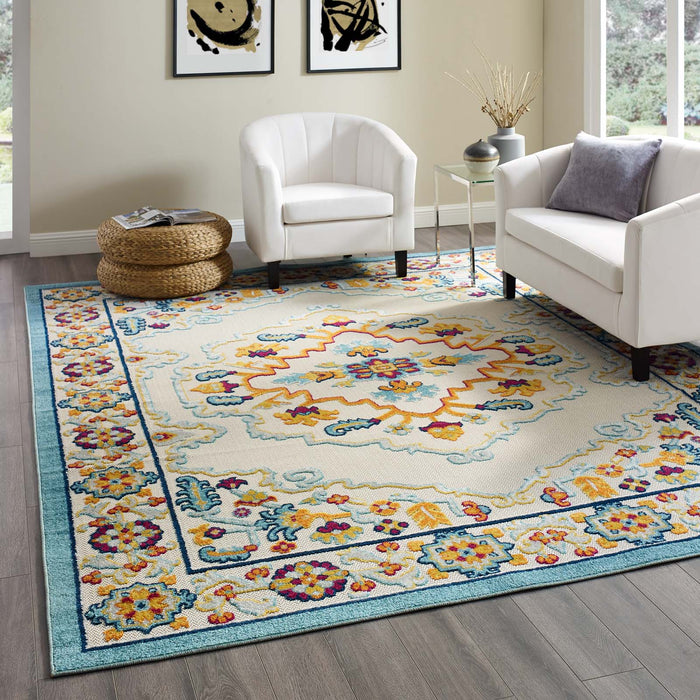 Modway Reflect Ansel Distressed Floral Vintage Medallion Indoor and Outdoor Area Rug - View 19