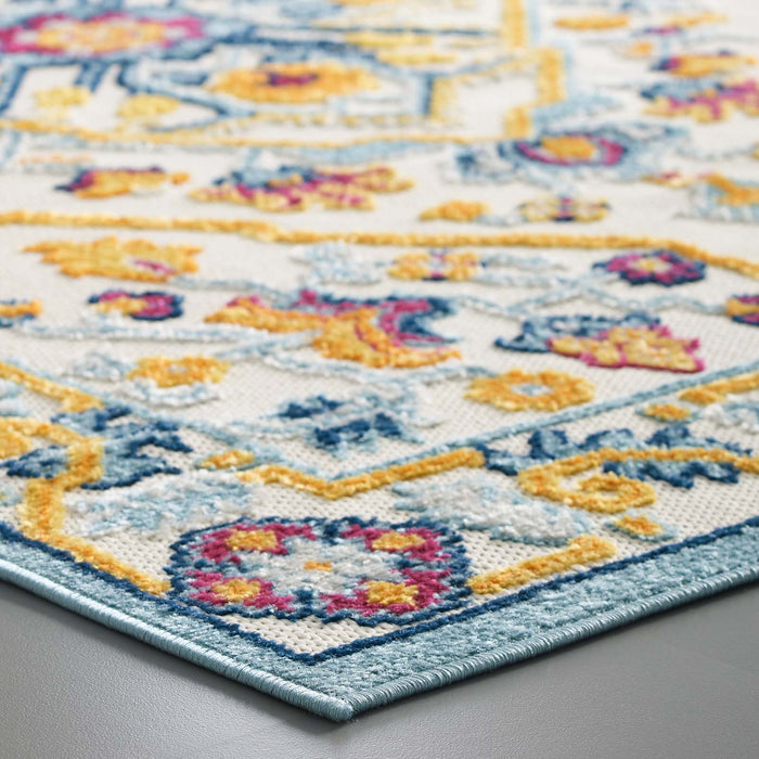 Modway Reflect Freesia Distressed Floral Vintage Medallion Indoor and Outdoor Area Rug - Installation View