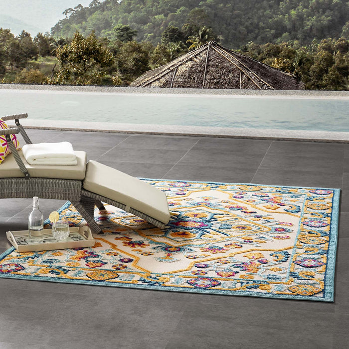 Modway Reflect Freesia Distressed Floral Vintage Medallion Indoor and Outdoor Area Rug - View 10