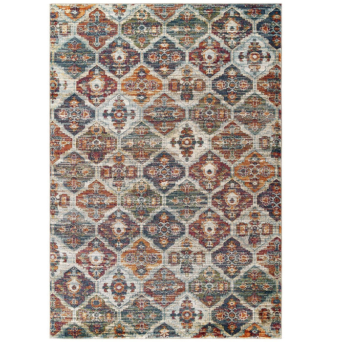 Modway Tribute Azalea Distressed Vintage Floral Lattice Area Rug - View 18