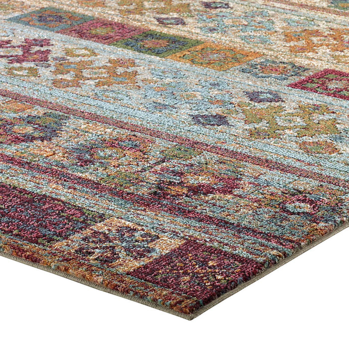 Modway Tribute Nala Distressed Vintage Floral Lattice Area Rug - Close-Up