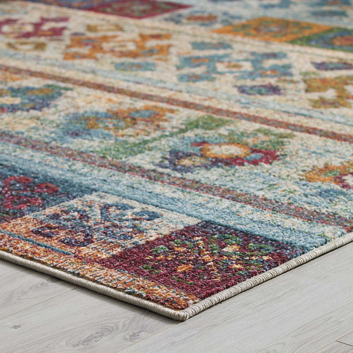 Modway Tribute Nala Distressed Vintage Floral Lattice Area Rug - Dimensions