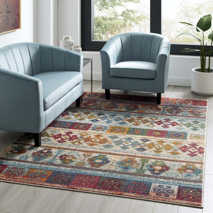 Modway Tribute Nala Distressed Vintage Floral Lattice Area Rug - View 9