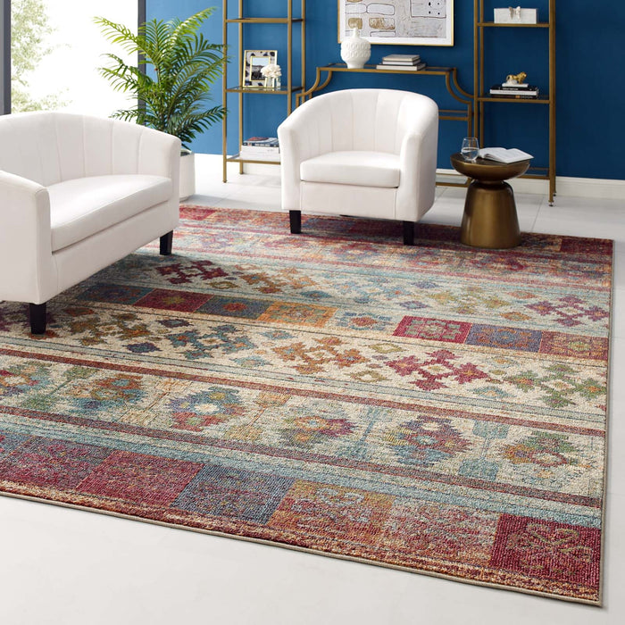 Modway Tribute Nala Distressed Vintage Floral Lattice Area Rug - View 17