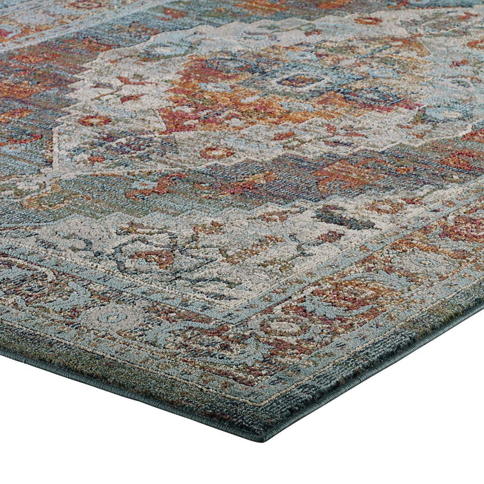 Modway Tribute Camellia Distressed Vintage Floral Vintage Medallion Area Rug - Close-Up
