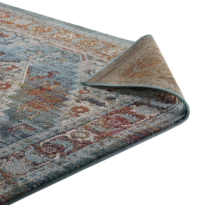 Modway Tribute Camellia Distressed Vintage Floral Vintage Medallion Area Rug - Lifestyle View