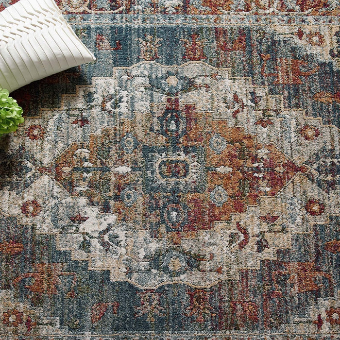 Modway Tribute Camellia Distressed Vintage Floral Vintage Medallion Area Rug - Features