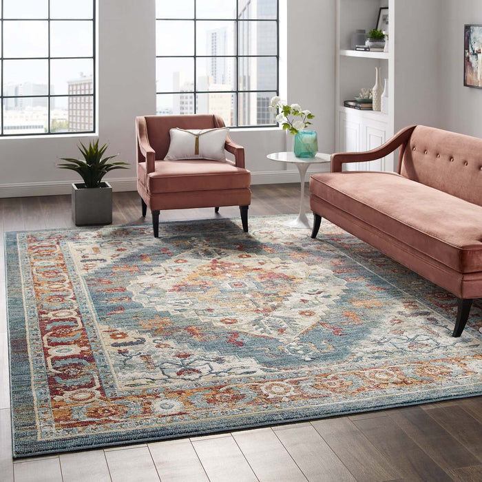 Modway Tribute Camellia Distressed Vintage Floral Vintage Medallion Area Rug - View 17