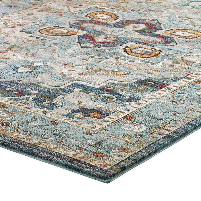 Modway Tribute Diantha Distressed Vintage Floral Vintage Medallion Area Rug - Close-Up
