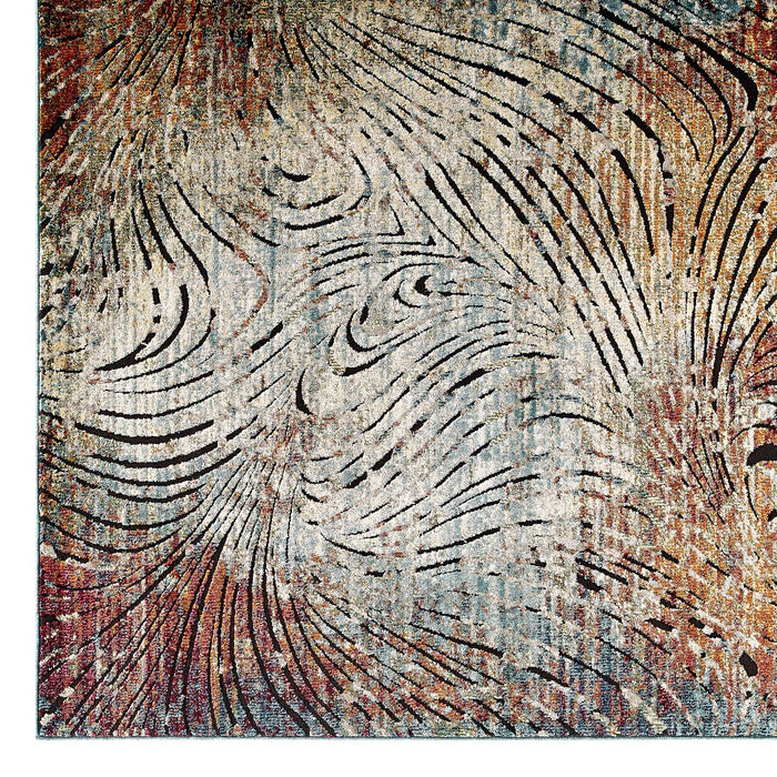 Modway Tribute Ember Contemporary Modern Vintage Mosaic Area Rug in Gray - Detail View