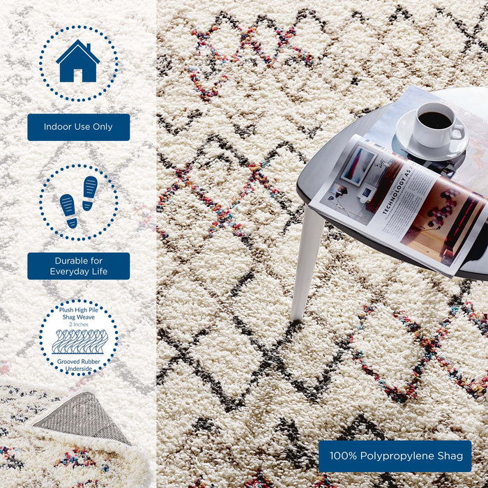 Skadi Rainbow Diamond  Shag Area Rug - in lifestyle setting