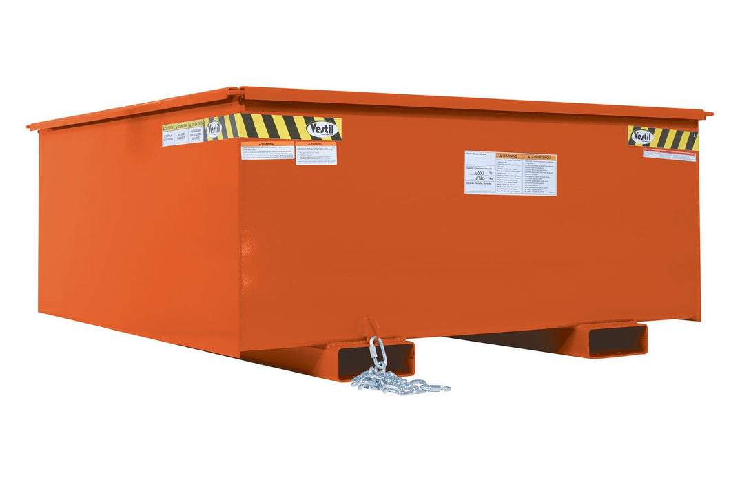 Vestil R-125-HD-OR Steel Rotating Heavy Duty Box Hopper 1-1/4 Cubic Yard 6,000 lb. Capacity Orange