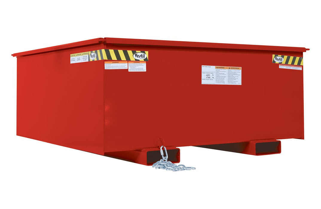 Vestil R-125-HD-RD Steel Rotating Heavy Duty Box Hopper 1-1/4 Cubic Yard 6,000 lb. Capacity Red