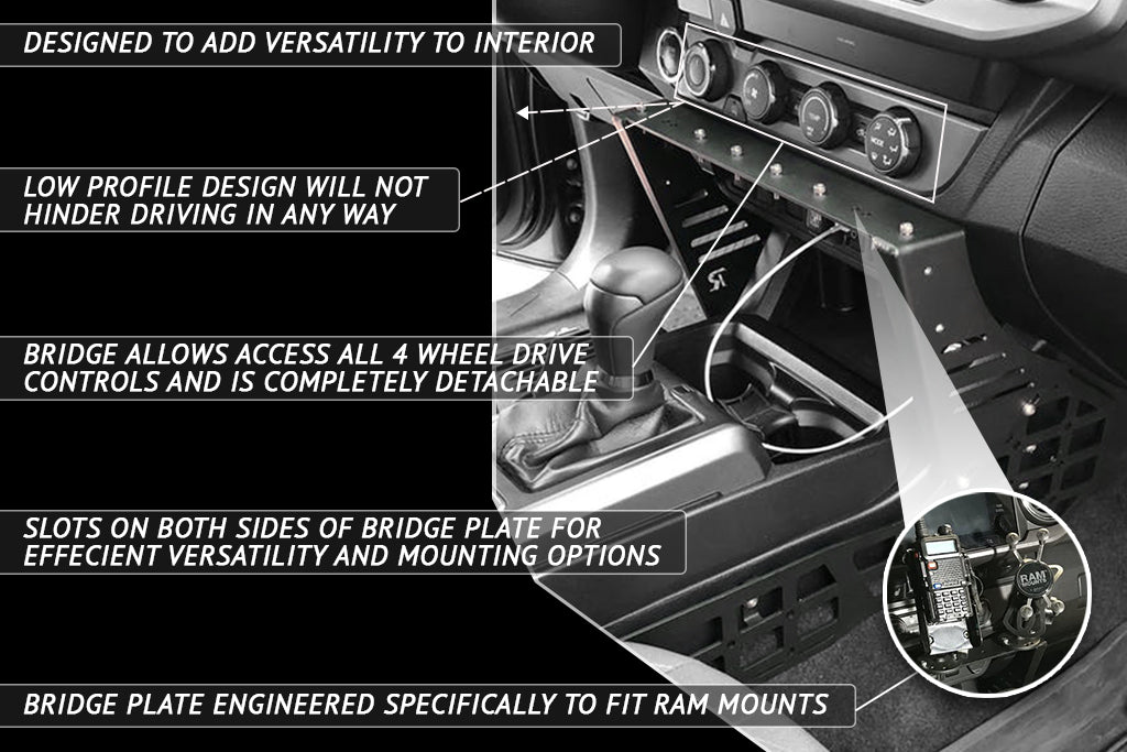 Rago Fabrication 2016-2023 3rd Gen Toyota Tacoma Center Console Molle Panels & Device Mount – image 2 of 16