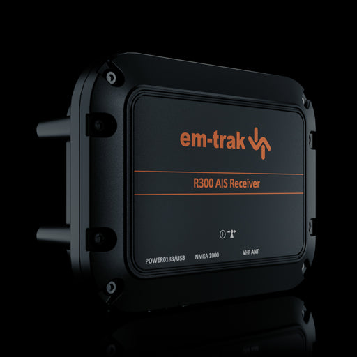 em-trak R300 AIS receiver angled view