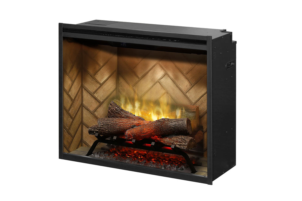 Dimplex Revillusion 30 inch Built-In Electric Firebox Herringbone with Glass Pane and Plug Kit RBF30-FG