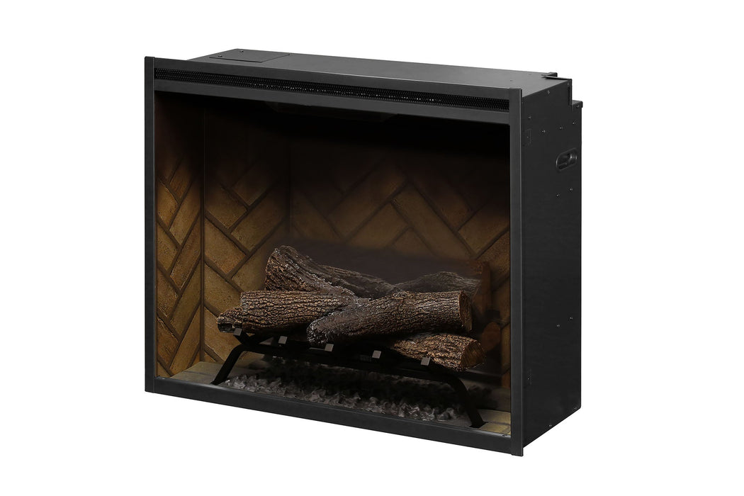 Dimplex Revillusion 30 inch Built-In Electric Firebox Herringbone with Glass Pane and Plug Kit RBF30-FG
